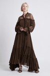 VEIL SMOCK LACE DRESS (CHOCOLATE)