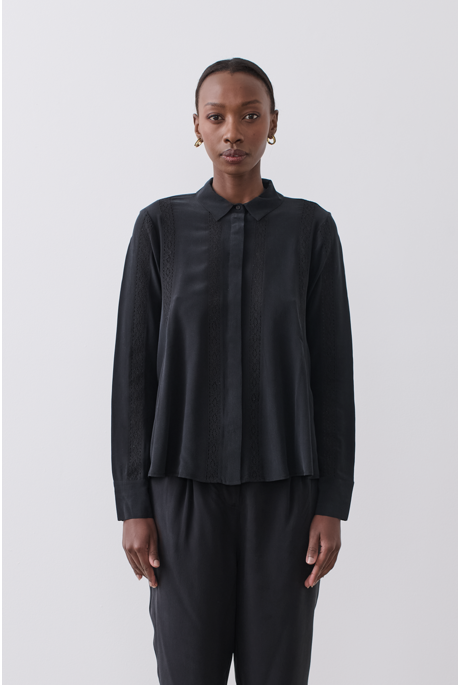 CHRISTINE SILK SHIRT (SANDWASH BLACK)