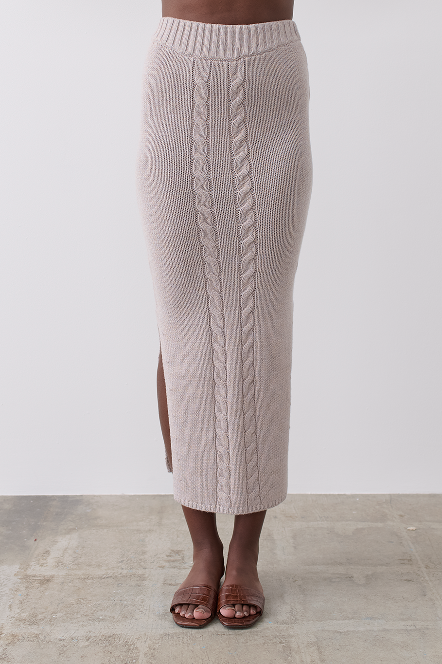 winter knit midi skirt