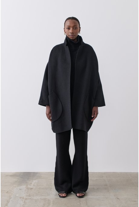 JACINTA WOOL COCOON COAT (BLACK)