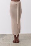 SKYE COTTON KNIT MIDI SKIRT(ALMOND MARLE)