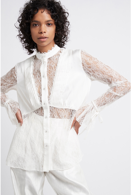 VEIL LACE SHIRT (IVORY)- AJE. WINTER 21