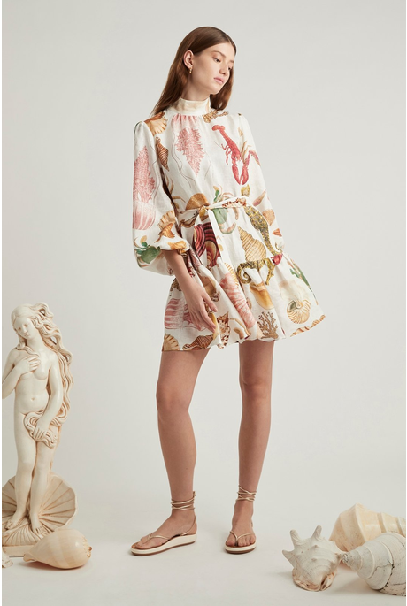 ATLANTIS SMOCK MINI DRESS (ATLANTIS PRINT)