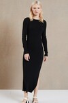 RIVIERA LONG SLEEVE MIDI DRESS (BLACK)