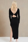 RIVIERA LONG SLEEVE MIDI DRESS (BLACK)