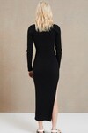 RIVIERA LONG SLEEVE MIDI DRESS (BLACK)