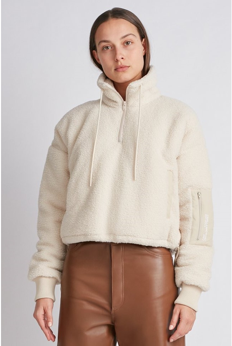 MILES CROPPED SHEARLING TOP (CREAM)