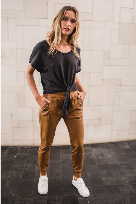 LAUREN LEATHER JOGGERS (TOFFEE)