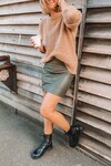 CLASSIC LEATHER MINI SKIRT (OLIVE)