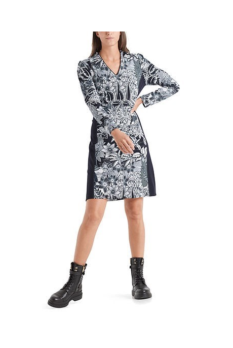 PRINTED DRESS IN SCUBA JERSEY (MIDNIGHT BLUE)