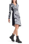 PRINTED DRESS IN SCUBA JERSEY (MIDNIGHT BLUE)