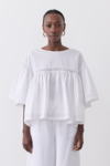 WILLOW ORGANIC COTTON SMOCK TOP (OPTICAL WHITE)