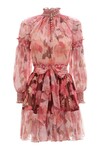 CONCERT SPLICED LANTERN MINI DRESS (PINK MIXED PRINT)