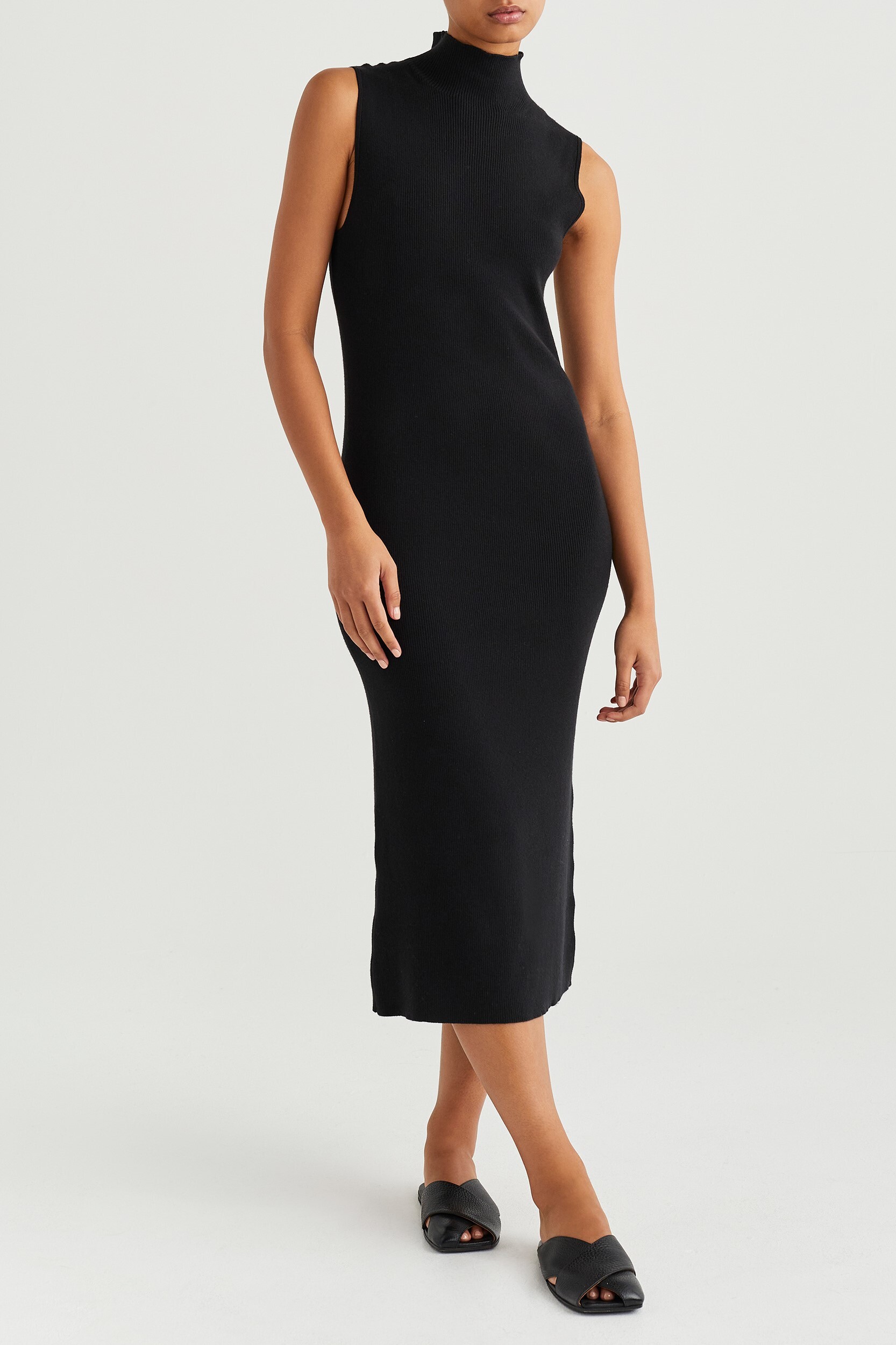 CASPER COTTON CASHMERE DRESS (BLACK)- JAC + JACK SPRING 22 Boxing Day Sale