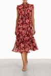 CONCERT FLUTTER DRESS (BURGUNDY PEONIES)