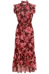 CONCERT FLUTTER DRESS (BURGUNDY PEONIES)