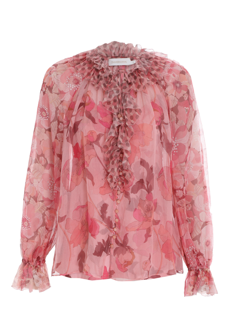 CONCERT FRILLED BLOUSE (PINK MIXED PRINT)