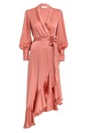 SILK WRAP MIDI DRESS (ROSE)