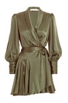 SILK WRAP MINI DRESS (KHAKI)