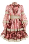 CONCERT SPLICED TRIM DRESS  (PINK MIXED PRINT)