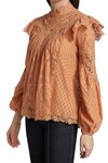 CONCERT TEXTURED LACE BLOUSE (TAN)