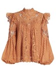 CONCERT TEXTURED LACE BLOUSE (TAN)