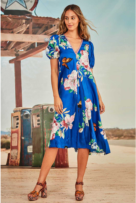 PUFF AND READY DRESS (BLUE FLORAL)