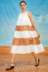 I'VE GOT THE SCOOP DRESS (WHITE/CARAMEL)