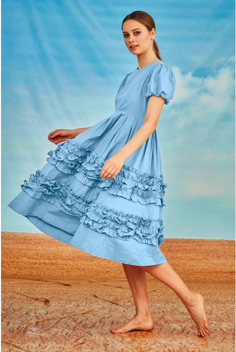 RUFFLE LOVER DRESS (CORNFLOWER BLUE)