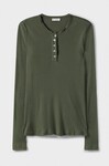 SILK RIBBED LONG SLEEVE HENLEY TOP (CEDAR)