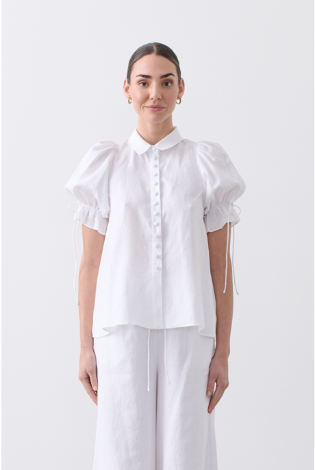 SARA LINEN SHIRT (OPTICAL WHITE)