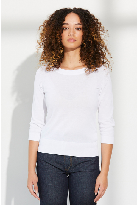 COTTON CREW SWEATER (WHITE)