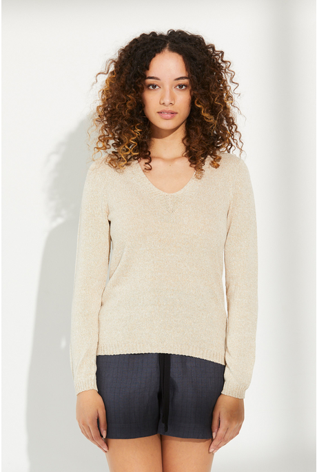 LINEN V JUMPER (GRAIN)