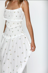 LUSTER SMOCKED MIDI DRESS (WHITE)