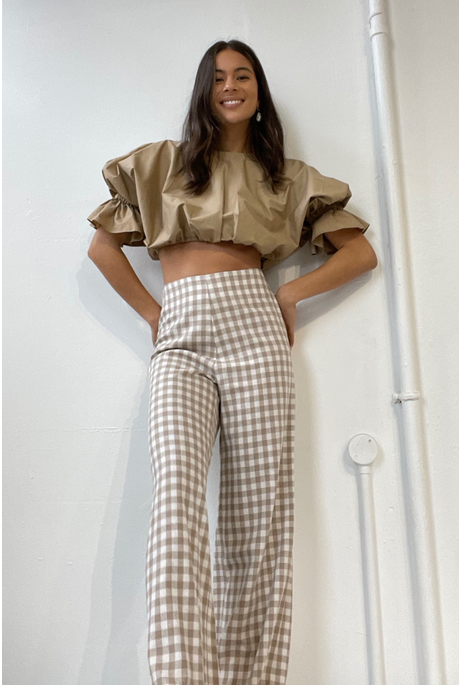 MILLY PANT (GINGHAM LINEN)