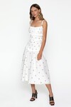 LUSTER SMOCKED MIDI DRESS (WHITE)