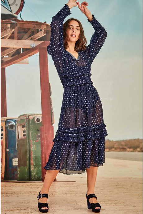 DRESS CODE DRESS (NAVY SPOT)