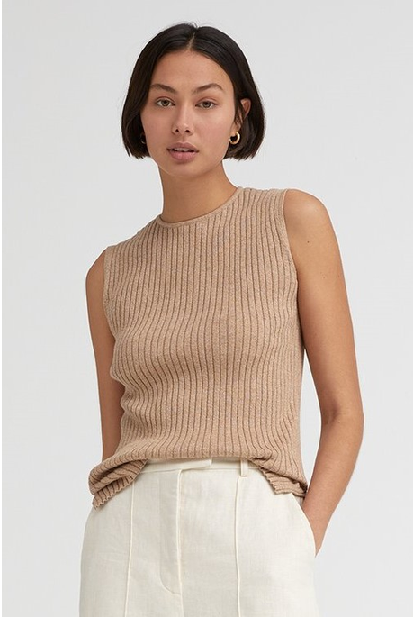 THE SLEEVELESS CLEO TOP (CARAMEL TWIST)