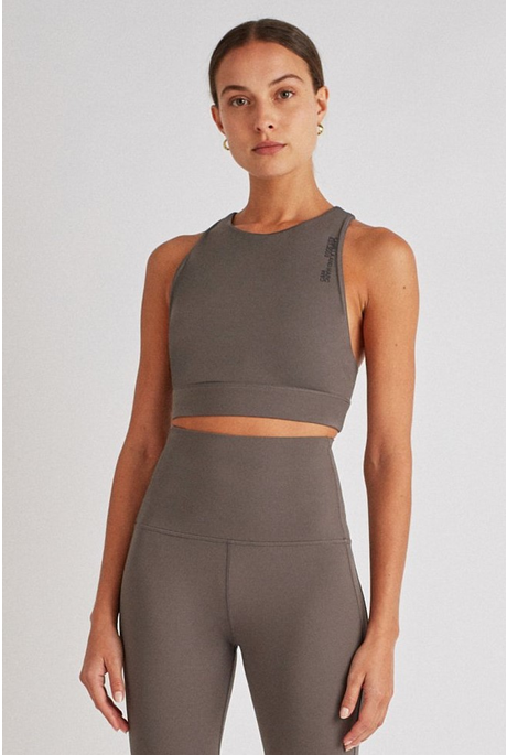 MARA HIGH NECK CROP TOP (COAL)