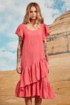 AROUND THE FRAY DRESS (CORAL)