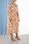 TEMPO TIERED FRILL MIDI DRESS (RAINBOW PEONIES)