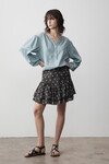 ROSEWOOD SILK DOUBLE RUFFLE MINI SKIRT (BLUE PARISIAN FLOWER)