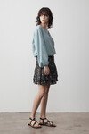 ROSEWOOD SILK DOUBLE RUFFLE MINI SKIRT (BLUE PARISIAN FLOWER)