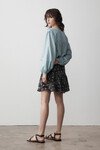 ROSEWOOD SILK DOUBLE RUFFLE MINI SKIRT (BLUE PARISIAN FLOWER)