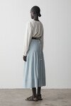 ROSEWOOD SILK V YOKE MIDI SKIRT (BLUE HAZE)