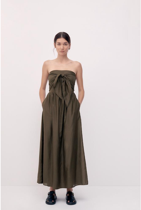 ULLA SHIRRED DRESS (MILITARY GREEN)