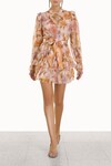 TEMPO TIERED FRILL MINI DRESS (RAINBOW PEONIES)