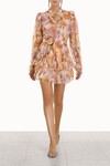 TEMPO TIERED FRILL MINI DRESS (RAINBOW PEONIES)