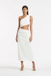 CLEMENCE ONE SHOULDER MIDI DRESS (IVORY)