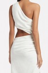 CLEMENCE ONE SHOULDER MIDI DRESS (IVORY)